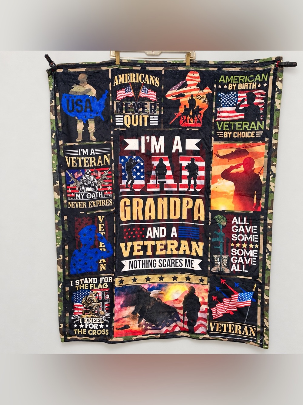 I’m A Dad Grandpa And A Veteran Patriotic Military Blanket